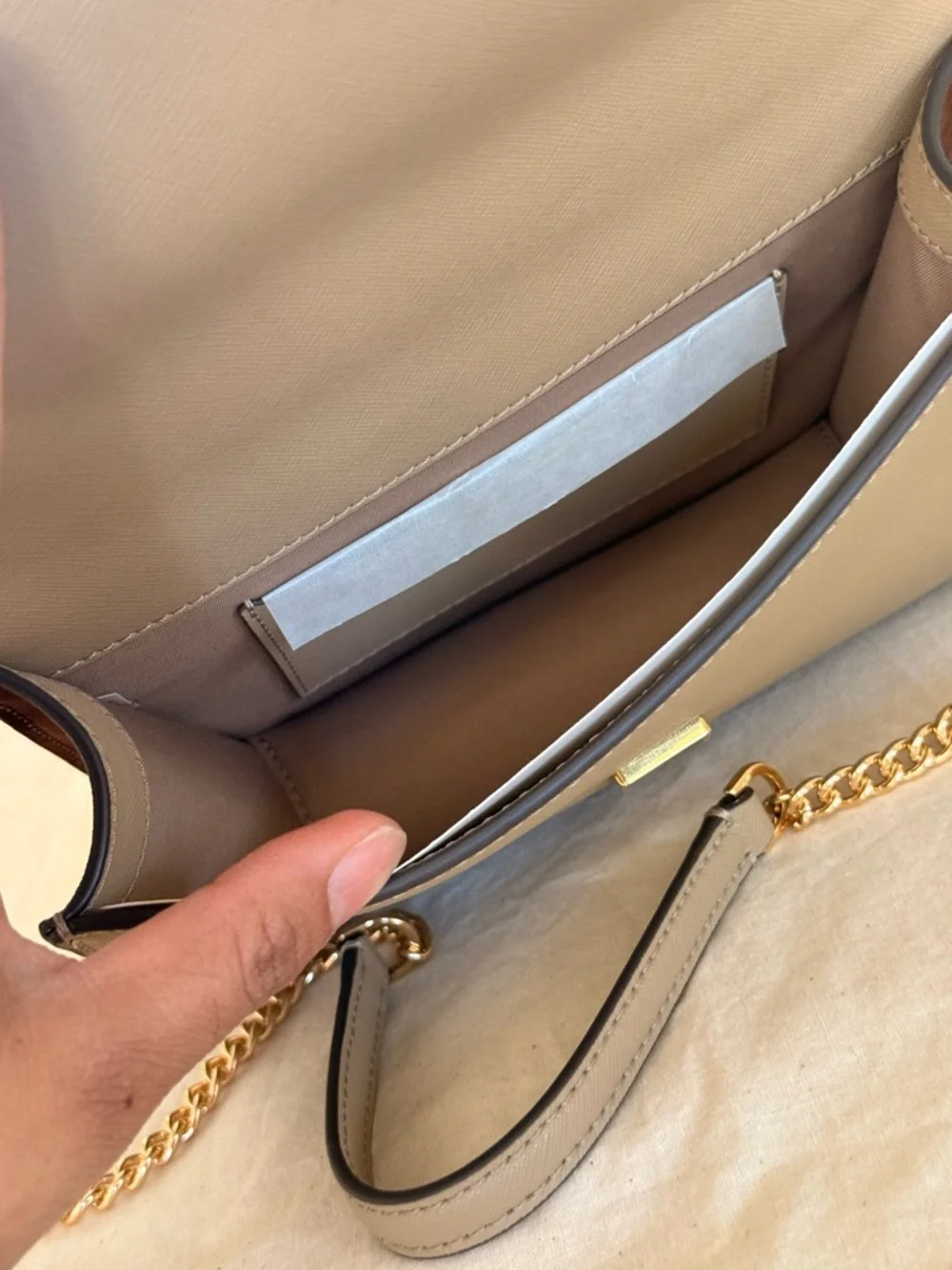 New Tory Burch COLOR-BLOCK SHOULDER BAG BRIE / ALMOND / COLD BREW